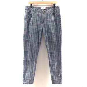Cabi Women Jeans Curvy Skinny 14 Blue Grey Abstract Crosshatch Print 3049